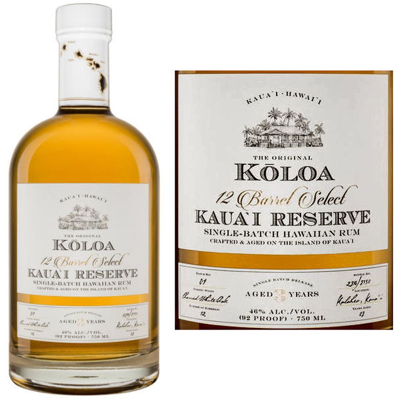 Koloa 12 Barrel Select Kauai Reserve Aged Hawaiian Rum 750ml Liquor