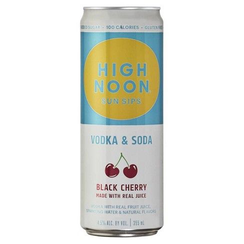 High Noon Sun Sips Vodka & Soda Black Cherry 355ml Can | Nationwide Liquor