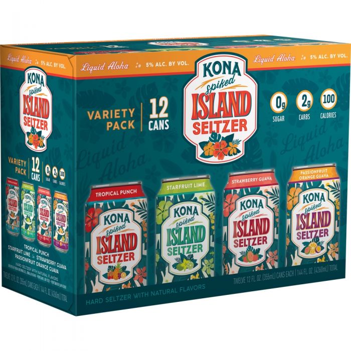 Kona Spiked Island Seltzer Variety Pack Punch Lime Strawberry Guava Orange Guava 12x12oz 6396