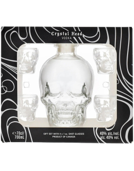 Crystal Head Vodka + 4 Crystal Skull Shot Glasses Gift Pack