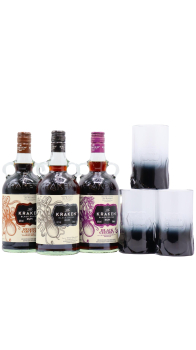 Kraken - Spiced- Coffee- Cherry & Glasses Bundle 3 x 70cl Rum