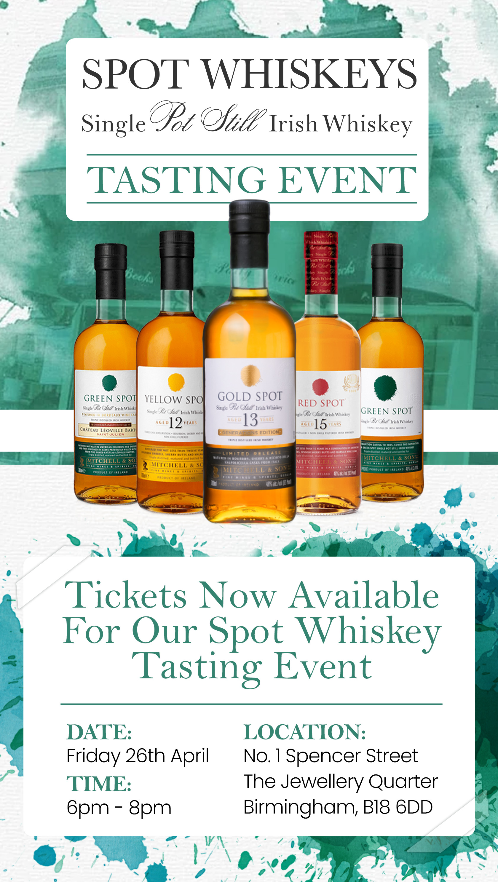 Spot Whiskey Tasting Event Ticket - 26th April 2024 6pm | Nationwide Liquor