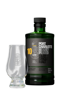 Port Charlotte - Glencairn Glass & Heavily Peated 10 year old Whisky 70CL