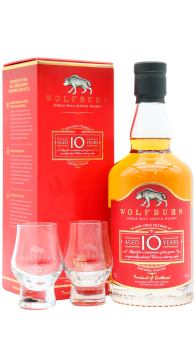 Wolfburn - Tasting Glasses & Oloroso Sherry Cask Single Malt Scotch 10 year old Whisky 70CL